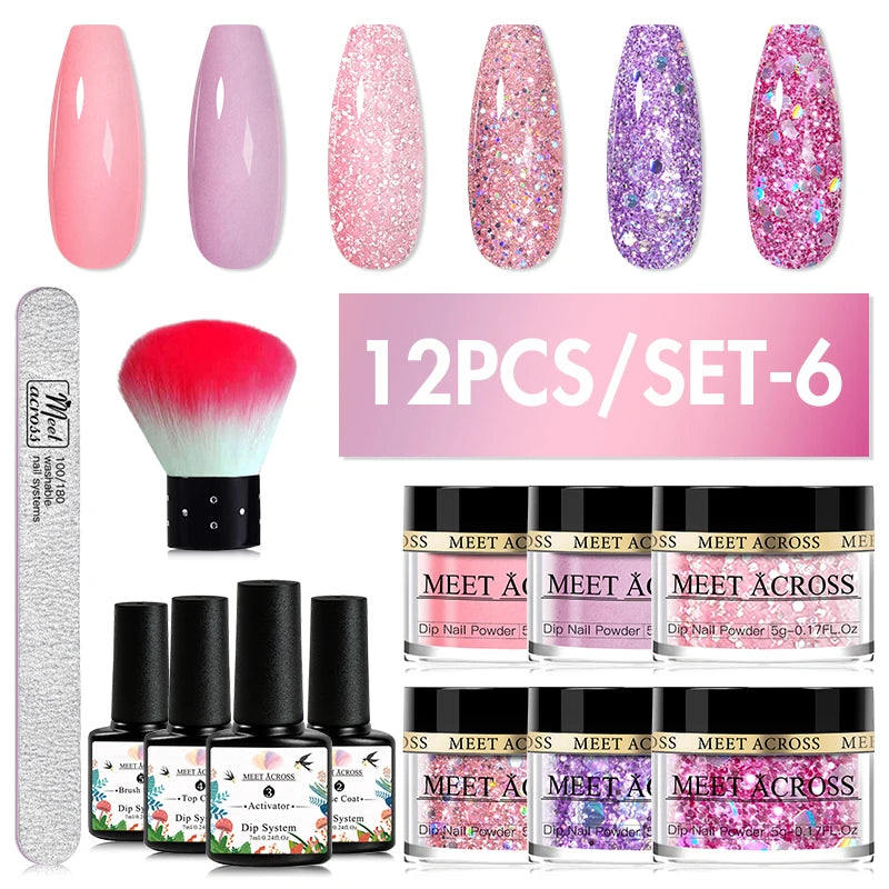 5g Dipping Nail Powder Set Red Nail Glitter Dipping System Kit For Manicure Nail Art Decorations Natural Dry Without Lamp Cure