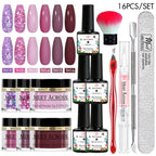 5g Dipping Nail Powder Set Red Nail Glitter Dipping System Kit For Manicure Nail Art Decorations Natural Dry Without Lamp Cure