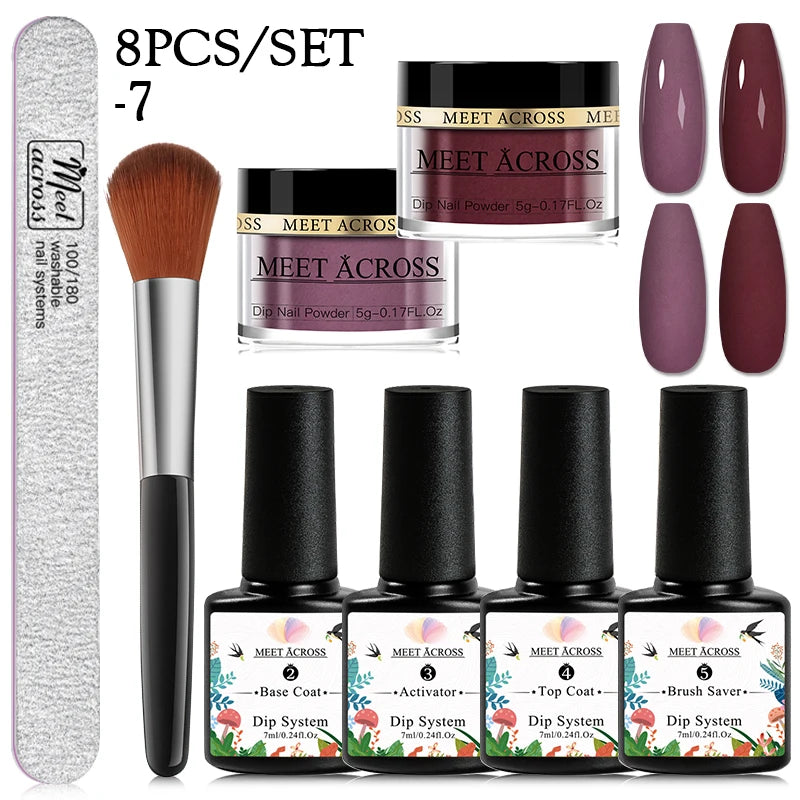 5g Dipping Nail Powder Set Red Nail Glitter Dipping System Kit For Manicure Nail Art Decorations Natural Dry Without Lamp Cure