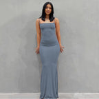 Satin Slip Sleeveless Backless Maxi Dress Women 2023 Summer Bodycon Elegant Sexy Outfits Ladies Birthday Party Club Sundress