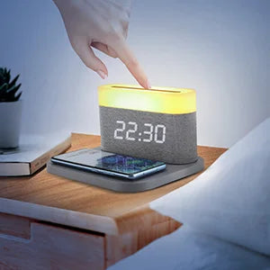 COLSUR LED Adjustable Night Light 15W Wireless Charge with Digital Alarm Clock Touch Bedside Lamp  Brightness Bedroom
