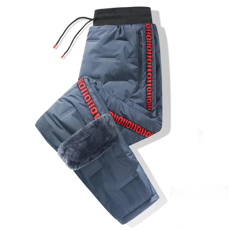 Winter Lambswool Down Pants Warm Thicken Sweatpants Men Fashion Joggers Water Proof Casual Pants Men Brand Plus Fleece Trousers