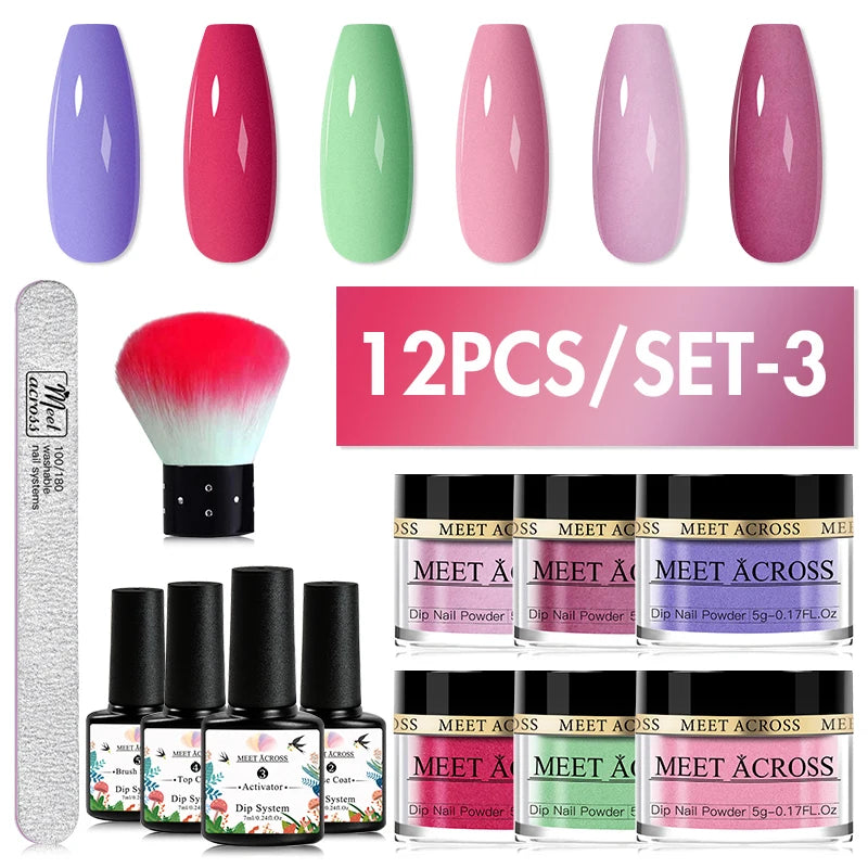 5g Dipping Nail Powder Set Red Nail Glitter Dipping System Kit For Manicure Nail Art Decorations Natural Dry Without Lamp Cure