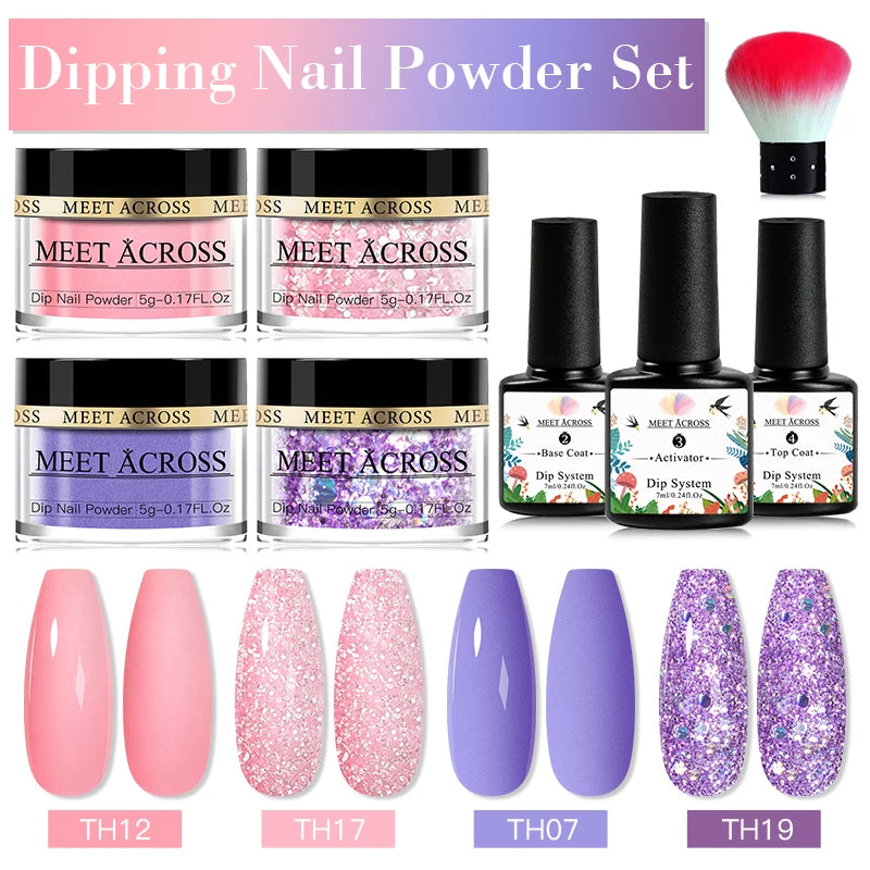 5g Dipping Nail Powder Set Red Nail Glitter Dipping System Kit For Manicure Nail Art Decorations Natural Dry Without Lamp Cure