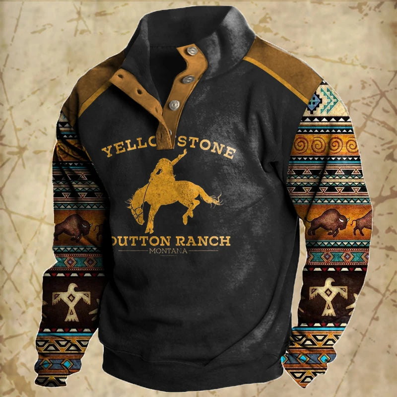 Vintage Men's Hoodies Autumn Long Sleeved Street Button Pullover Oversized Clothing For Men Sweatshirt Fashion Casual Hoodie
