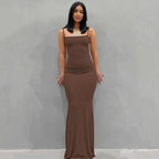 Satin Slip Sleeveless Backless Maxi Dress Women 2023 Summer Bodycon Elegant Sexy Outfits Ladies Birthday Party Club Sundress