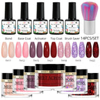 5g Dipping Nail Powder Set Red Nail Glitter Dipping System Kit For Manicure Nail Art Decorations Natural Dry Without Lamp Cure