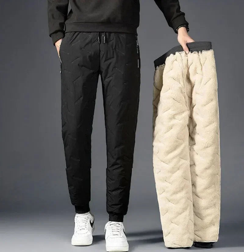Winter Down Cotton Pants Men's Outdoor Plush Thick Velvet Warm Sports Pants Lambswol Casual Waterproof Windproof Ski Pants 7XL