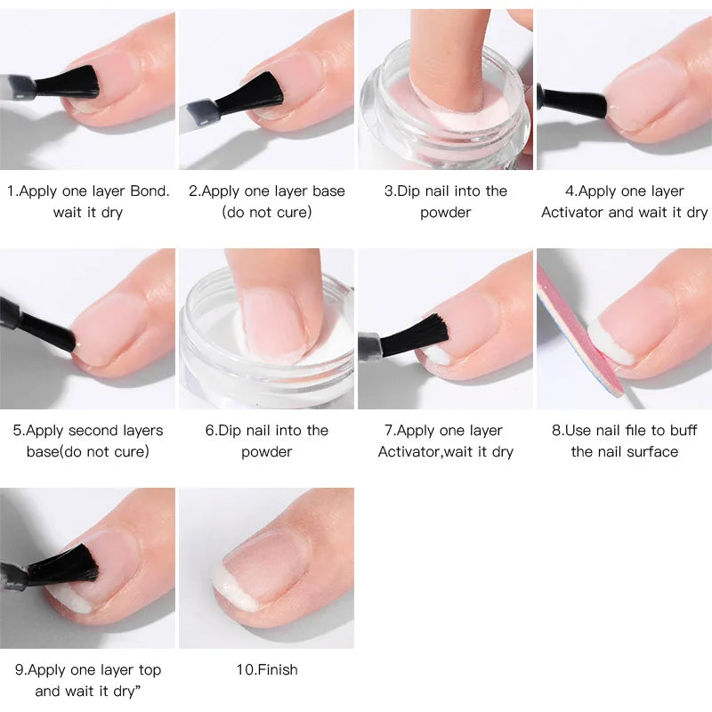 5g Dipping Nail Powder Set Red Nail Glitter Dipping System Kit For Manicure Nail Art Decorations Natural Dry Without Lamp Cure