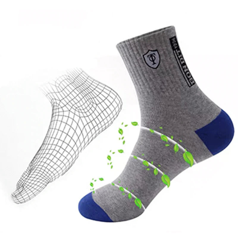 6pairs Men's Cotton Sweat Absorbing Embroidered Crest Athletic Socks, Ankle Socks