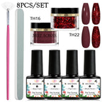 5g Dipping Nail Powder Set Red Nail Glitter Dipping System Kit For Manicure Nail Art Decorations Natural Dry Without Lamp Cure