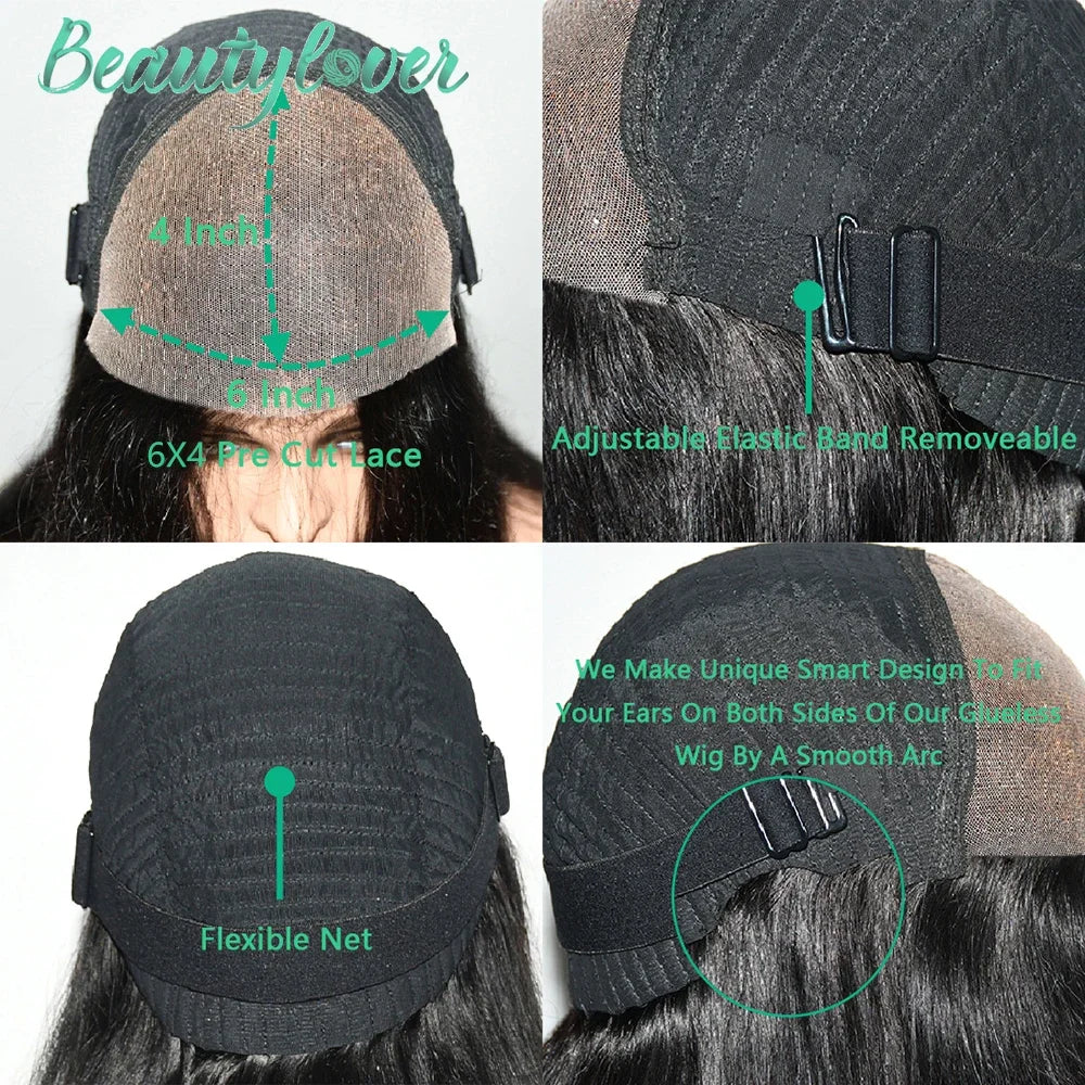 30 Inch Water Wave Glueless Wig Human Hair Ready To Wear 6X4 Glueless Wigs Human Hair Brazilian Human Hair Wigs PreCut For Women