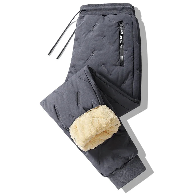 Winter Down Cotton Pants Men's Outdoor Plush Thick Velvet Warm Sports Pants Lambswol Casual Waterproof Windproof Ski Pants 7XL