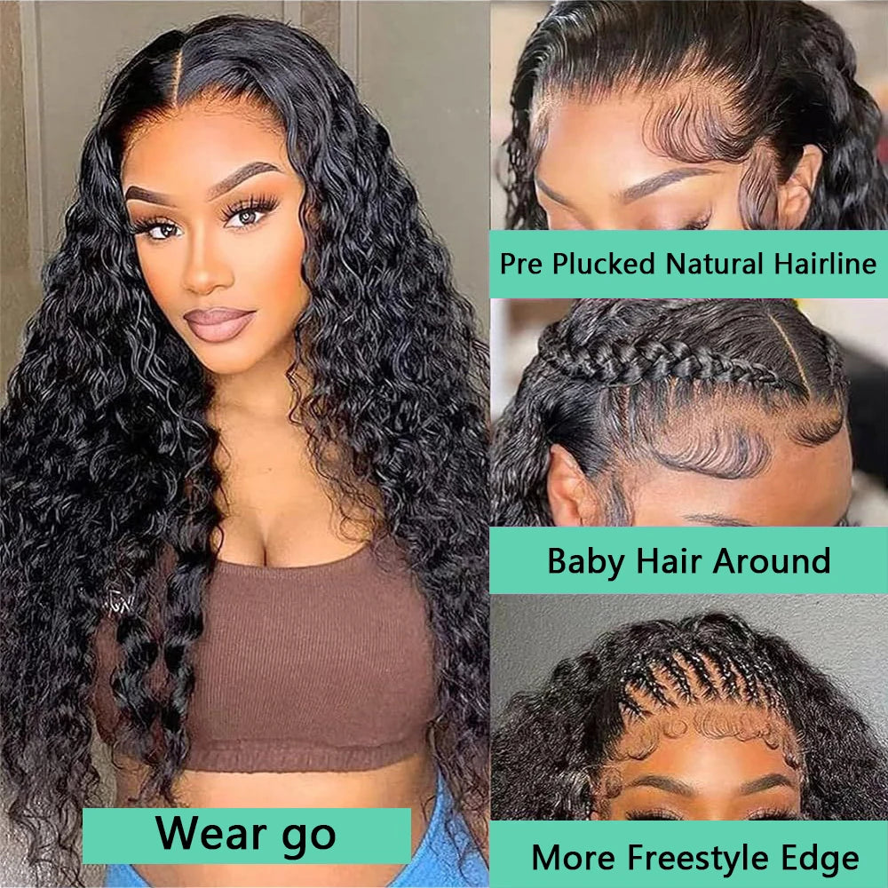 30 Inch Water Wave Glueless Wig Human Hair Ready To Wear 6X4 Glueless Wigs Human Hair Brazilian Human Hair Wigs PreCut For Women