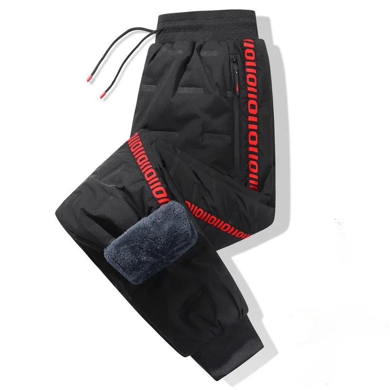 Winter Lambswool Down Pants Warm Thicken Sweatpants Men Fashion Joggers Water Proof Casual Pants Men Brand Plus Fleece Trousers