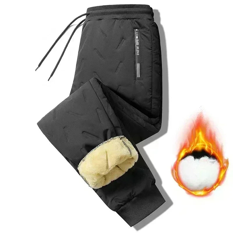 Down Pants Casual Men Pants Thickened Fleece Pants Loose Sportswear Winter Warm Clothes Men Casual Clothes