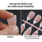 150Pcs Medium Almond French False Nails Matte Nude/Pink Soft Gel White French Press On Nails 0.75-2.6cm ABS Artificial Nail Tips