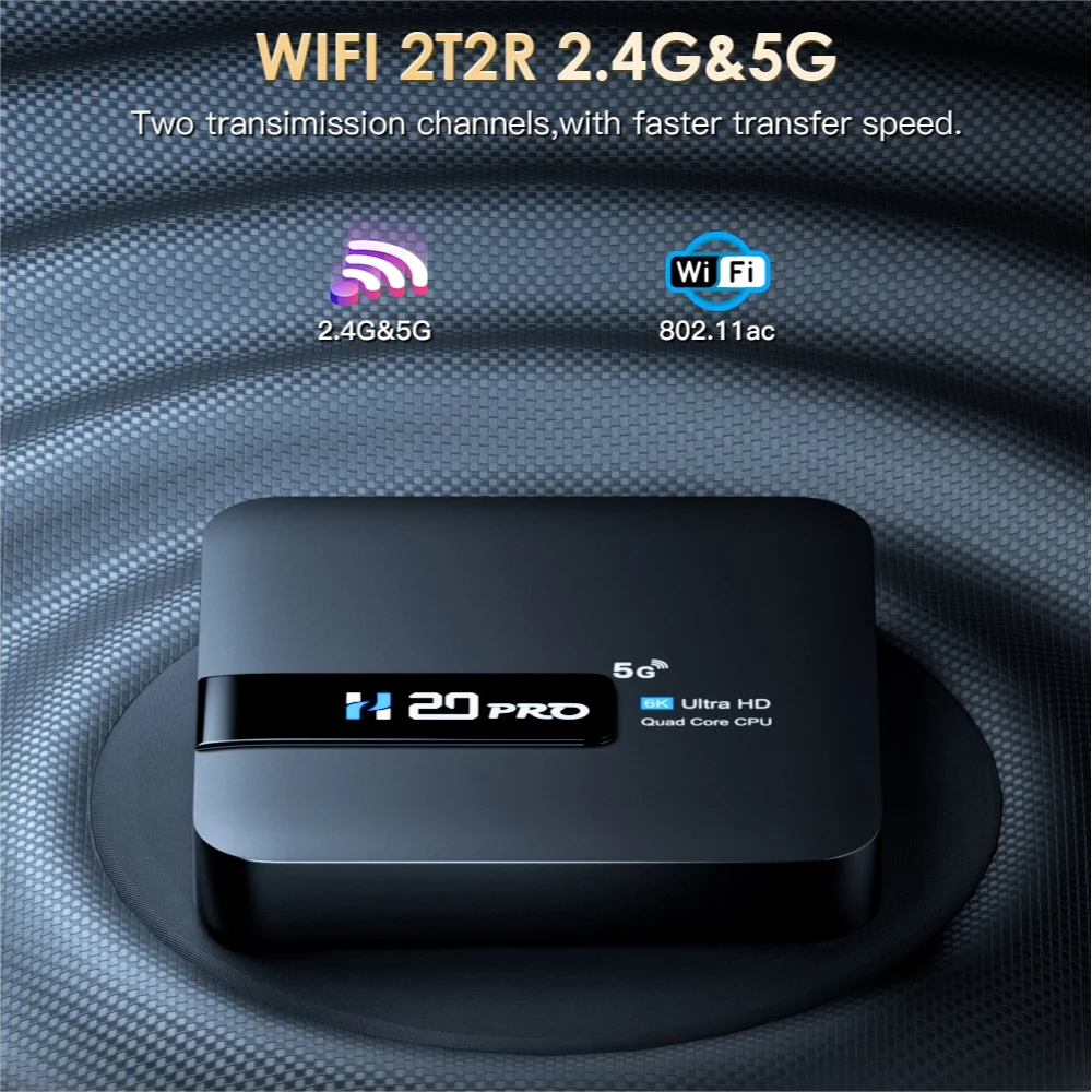 H20PRO Android TV Box Android 10.0 2GB 16GB 2.4&5G WIFI 4K Media Player TV Box Android Play Store Very Fast 1080P Set Top Box