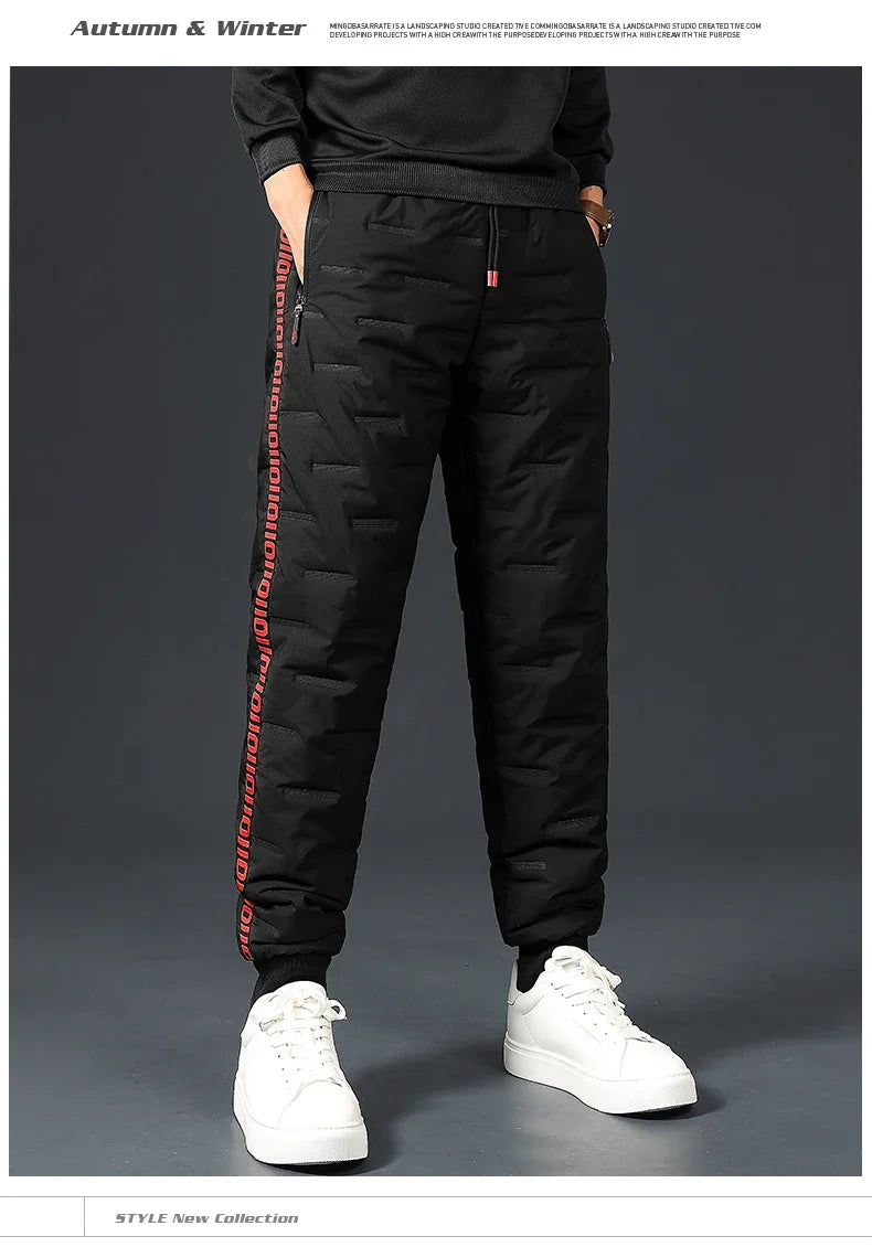 Winter Lambswool Down Pants Warm Thicken Sweatpants Men Fashion Joggers Water Proof Casual Pants Men Brand Plus Fleece Trousers