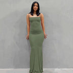 Satin Slip Sleeveless Backless Maxi Dress Women 2023 Summer Bodycon Elegant Sexy Outfits Ladies Birthday Party Club Sundress