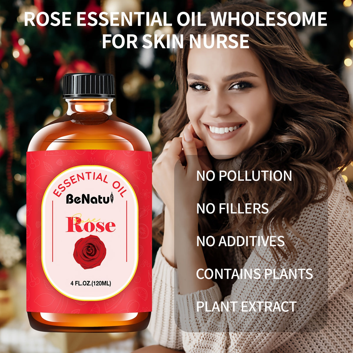Benatu 4.06oz Rose Essential Oil Moisturize And Soothe Dry Skin-For Diffuser Essential Oil, Oil Diffuser, Essential Oil Diffuser-Valentine'S Day Gifts