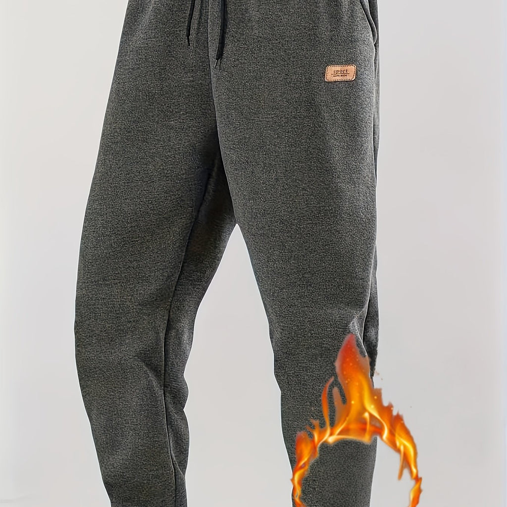 Men's 4-Color Options Compatible Sweatpants - Stretch Knit Joggers with Drawstring Waist, Belt-Like Design | Solid Color Options Black, Gray, Navy, White | Elastic Cuffs and Smooth Legs, Suitable for Gym, Casual, Casual Attir