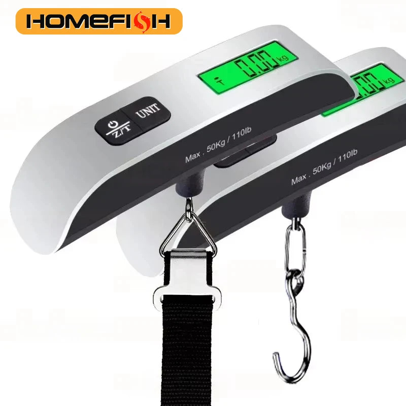 50kg Portable Hanging Scale Electronic Hand Luggage Scale Digital Display Suitcase 110lb Travel Baggage Bag Weighing Tools