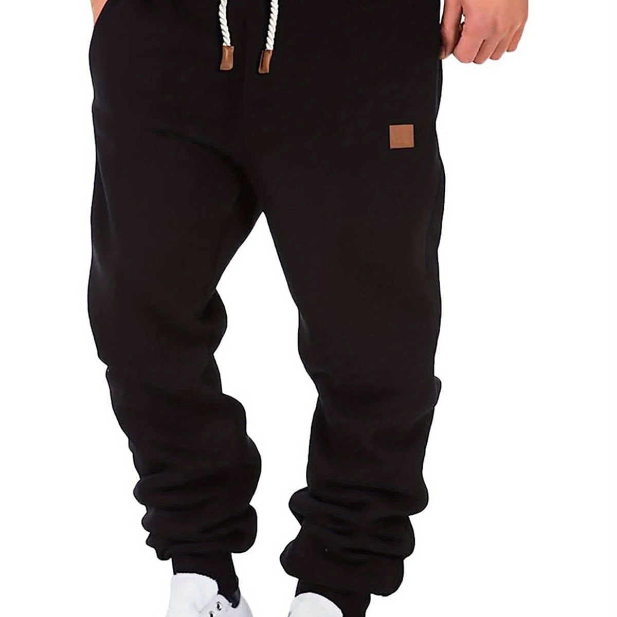 Men Athletic Pants, Elastic Waist Drawstring Trousers Fall Casual Pants with Pockets