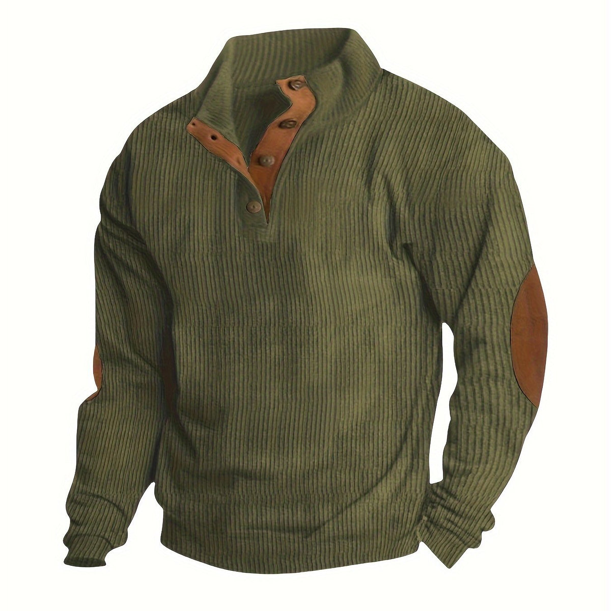 Men'S Casual Jacket for Autumn And Winter, Featuring a Loose Fit, Corduroy Fabric, Stand-Up Collar, Long Sleeves, And Button- Design.