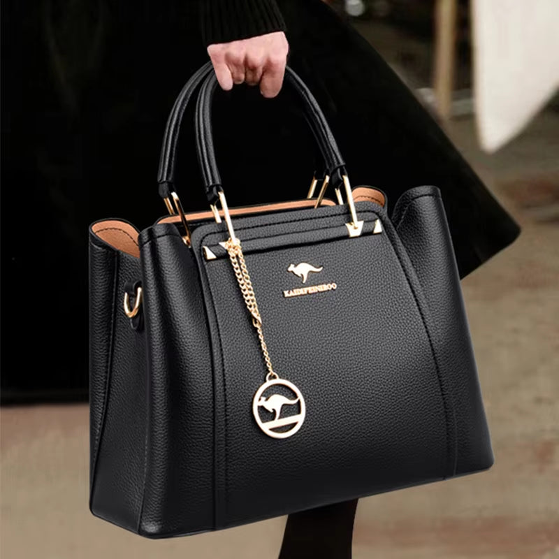 Luxury 3-Layer Leather Handbags for Women - Designer Crossbody Tote Bag with Large Capacity 2024