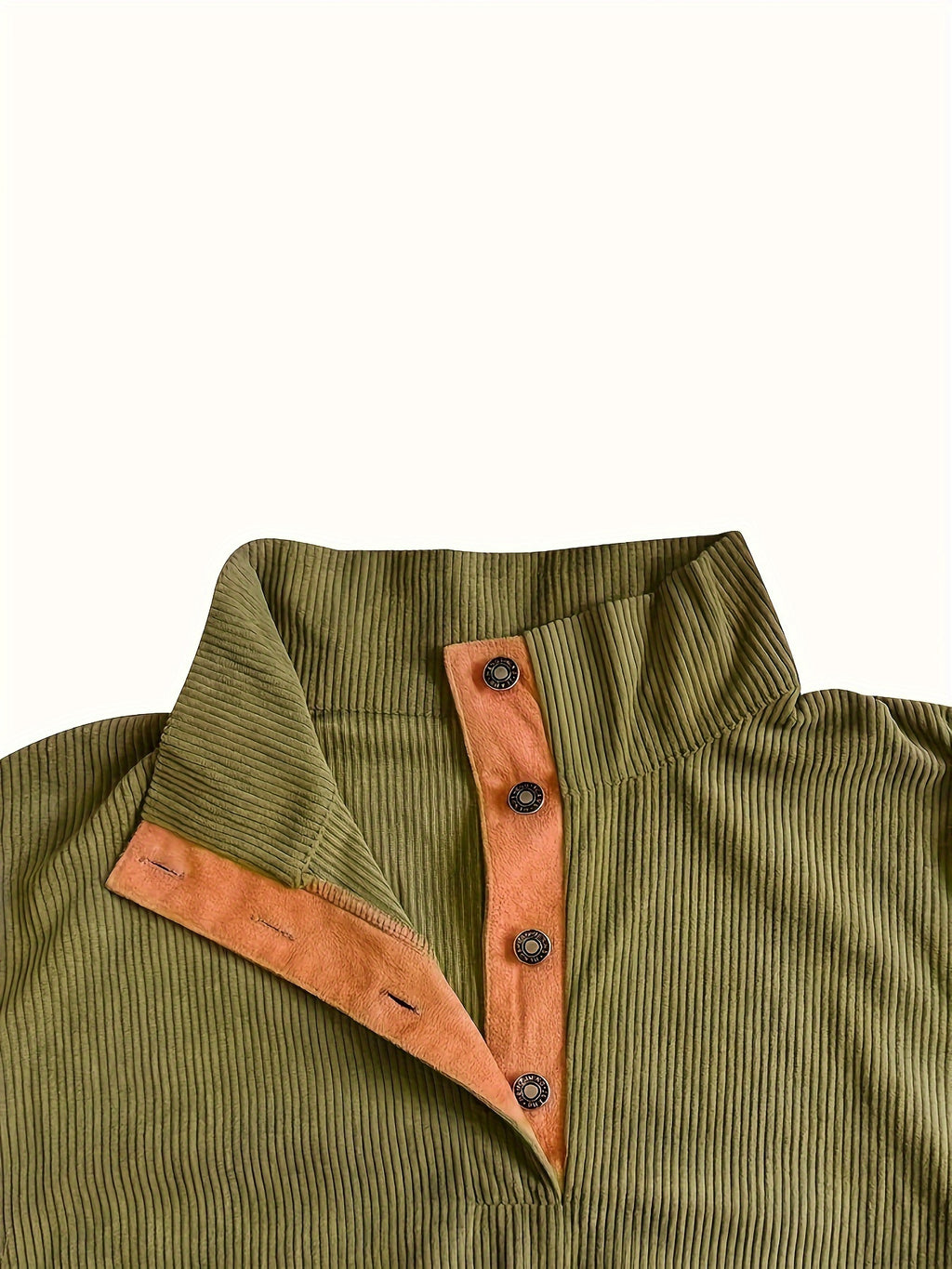 Men'S Casual Jacket for Autumn And Winter, Featuring a Loose Fit, Corduroy Fabric, Stand-Up Collar, Long Sleeves, And Button- Design.
