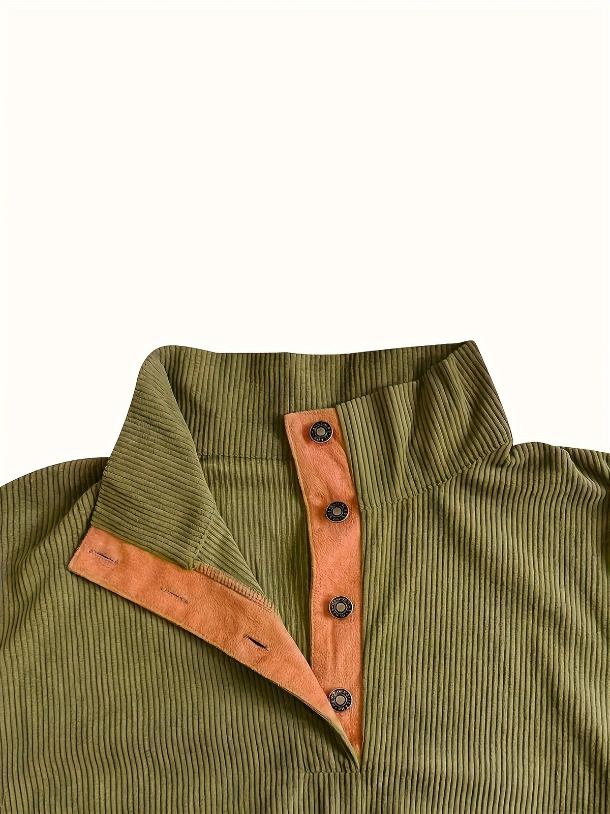 Men'S Casual Jacket for Autumn And Winter, Featuring a Loose Fit, Corduroy Fabric, Stand-Up Collar, Long Sleeves, And Button- Design.