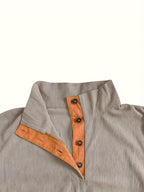 Men'S Casual Jacket for Autumn And Winter, Featuring a Loose Fit, Corduroy Fabric, Stand-Up Collar, Long Sleeves, And Button- Design.