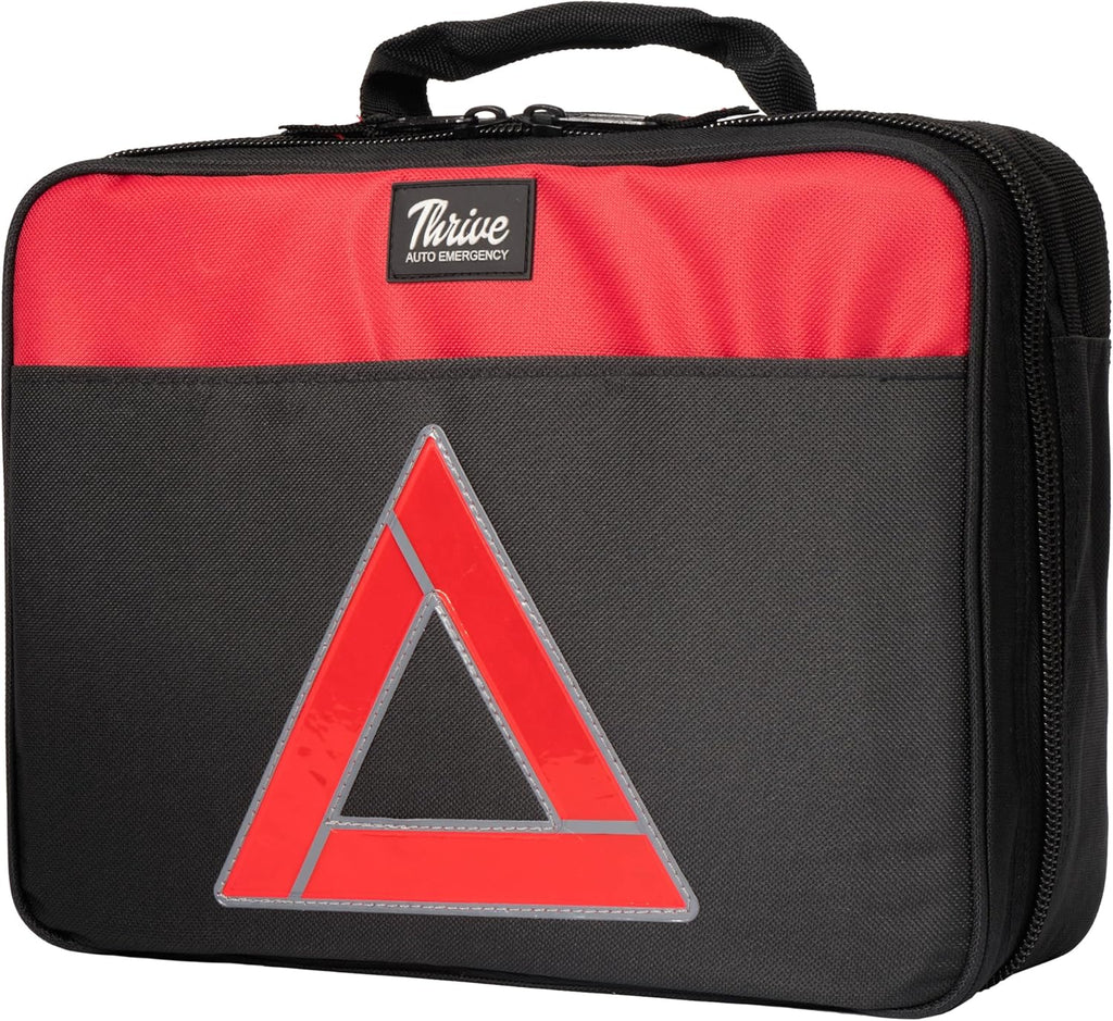 Thrive Emergency Car Kits for Vehicles - Roadside Emergency Car Kit (104 Pieces) - Car Kits for Emergency - Roadside Car Kit with Jumper Cables and Mini First Aid Kit - Gray Bag