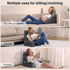 1pc Grey Reading Pillow, Soft Compressible Back Support with Arms, Machine Washable, Knitted Polyester Cover, Full Body Comfort for Bed, Chair, TV, Gaming - Adult Backrest Pillow