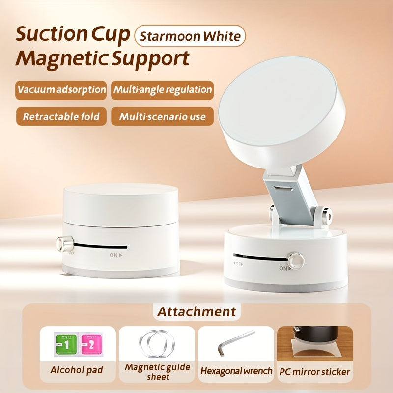 1pc Metal Vacuum Magnetic Suction Phone Holder, Strong Suction Cup Mount for Home, Car, Kitchen, Bathroom - Stable and Firm Grip, Home Gadget Organizer | Modern Phone Holder | Quality Suction Attachment, Phone Suction Grip