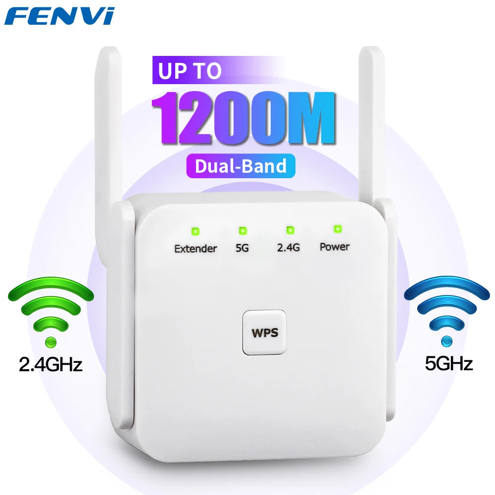 5Ghz WiFi Repeater AC1200 Wi-Fi Booster WiFi Extender Amplifier 2.4G/5GHz Wi-Fi Signal Booster Long Range Network Access Point