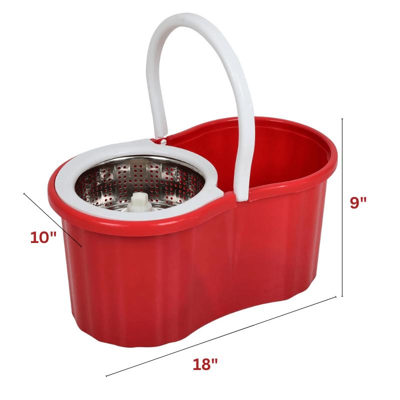 Mop and Bucket Set, 360° Spin Mop and Bucket with Wringer Set and 4 Microfiber Mop Refills, Stainless Steel, Extended Handle Spinning Mop Bucket System for Floor Cleaning