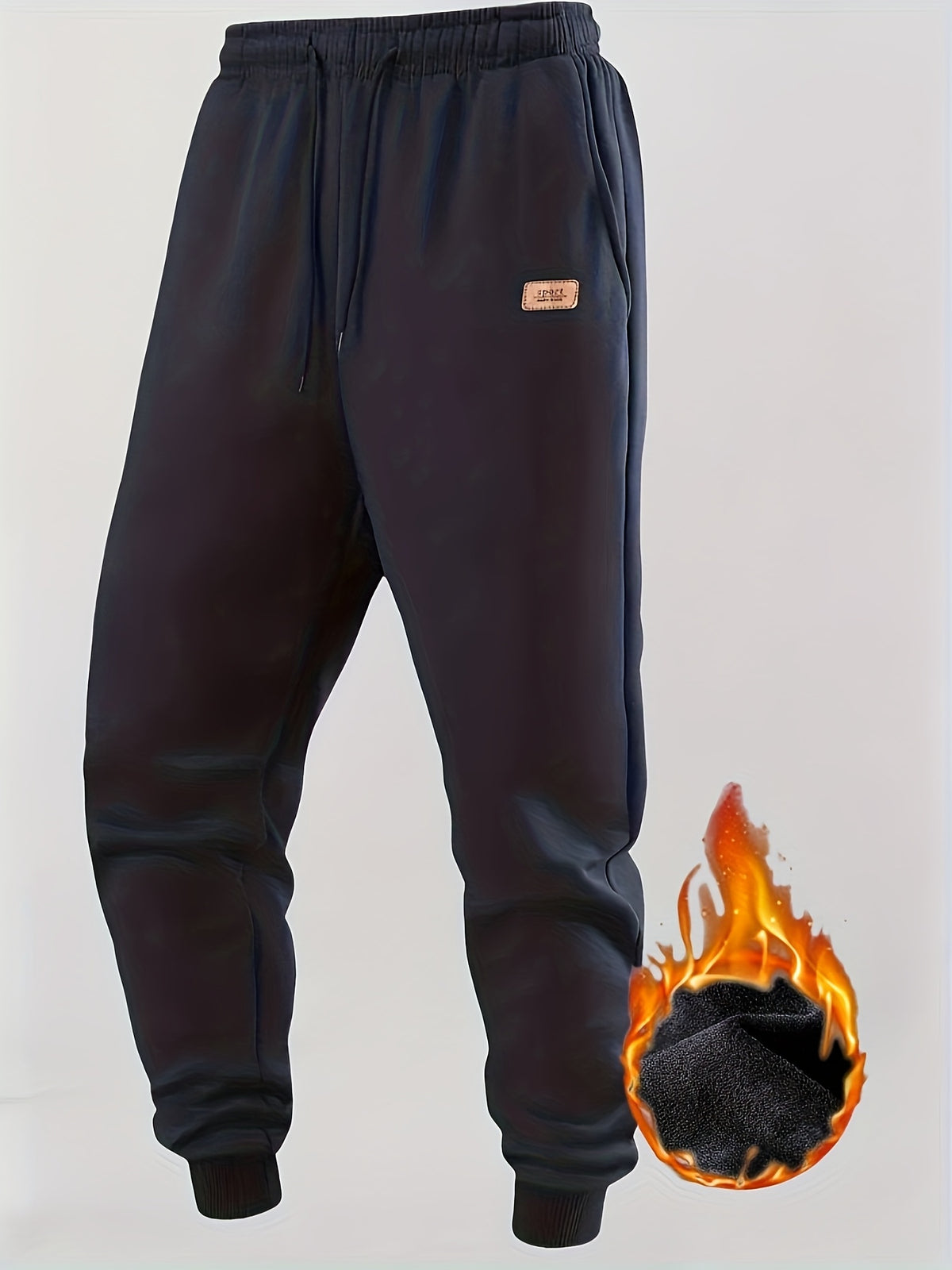Men's 4-Color Options Compatible Sweatpants - Stretch Knit Joggers with Drawstring Waist, Belt-Like Design | Solid Color Options Black, Gray, Navy, White | Elastic Cuffs and Smooth Legs, Suitable for Gym, Casual, Casual Attir
