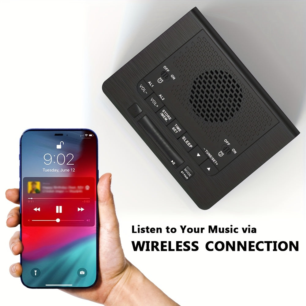 1pc USB Plug Alarm Clock for Bedroom with FM Radio, Wireless Connection, Dimmable LED Display, Sleep Timer, Adjustable Volume, Dual Alarm with ON/OFF Button, Bedside Clock for Adults Seniors ITOMA 515