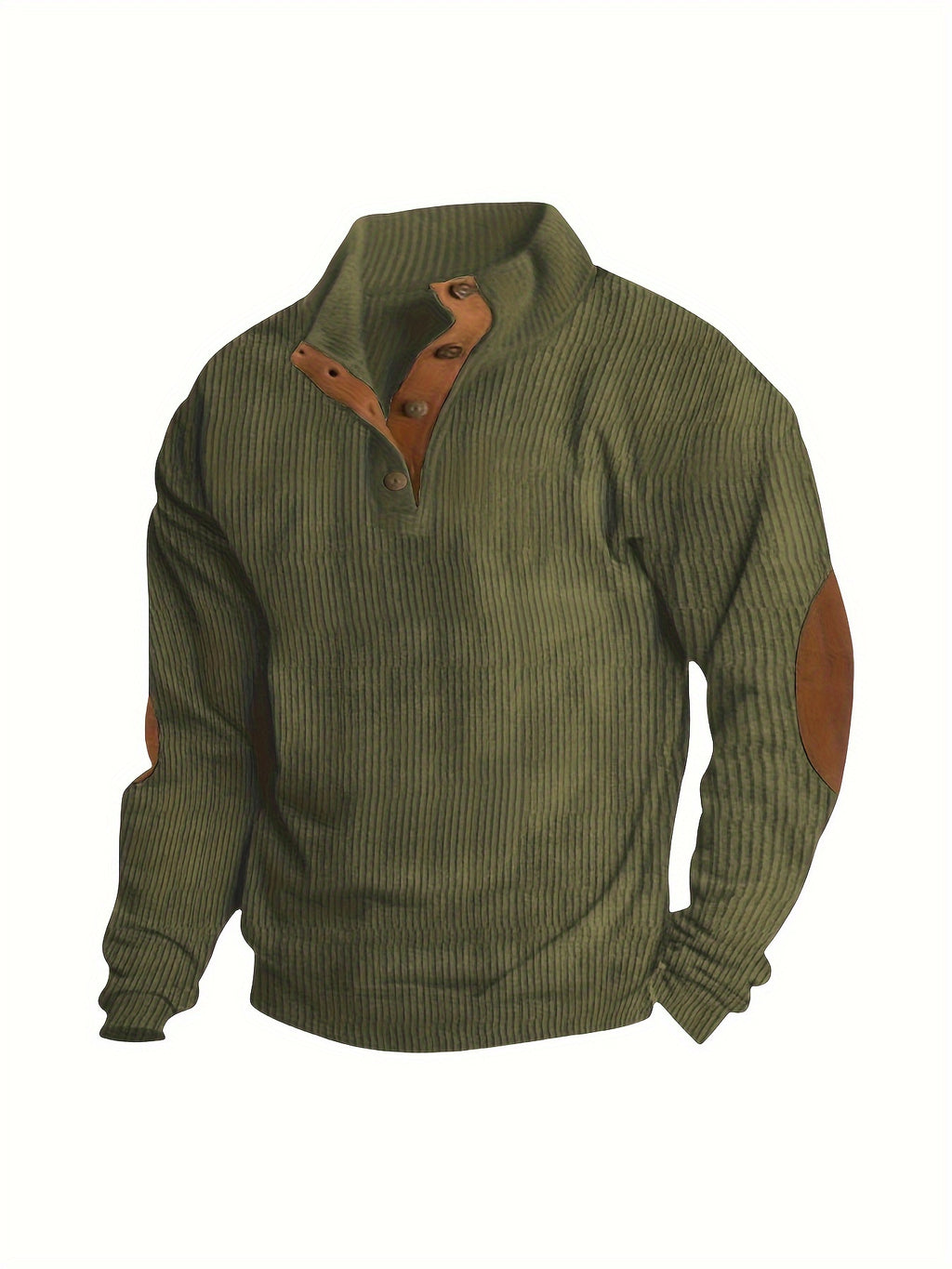 Men'S Casual Jacket for Autumn And Winter, Featuring a Loose Fit, Corduroy Fabric, Stand-Up Collar, Long Sleeves, And Button- Design.