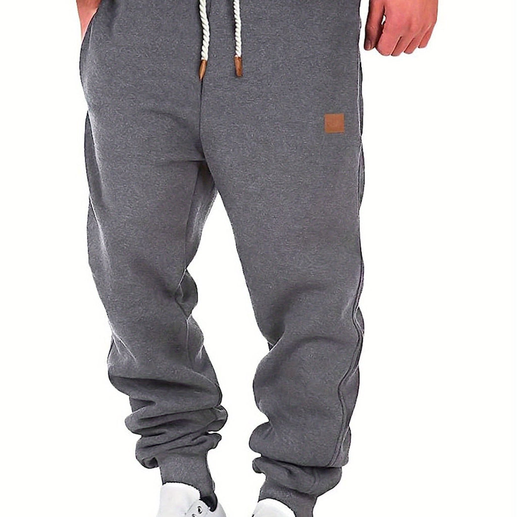 Men Athletic Pants, Elastic Waist Drawstring Trousers Fall Casual Pants with Pockets