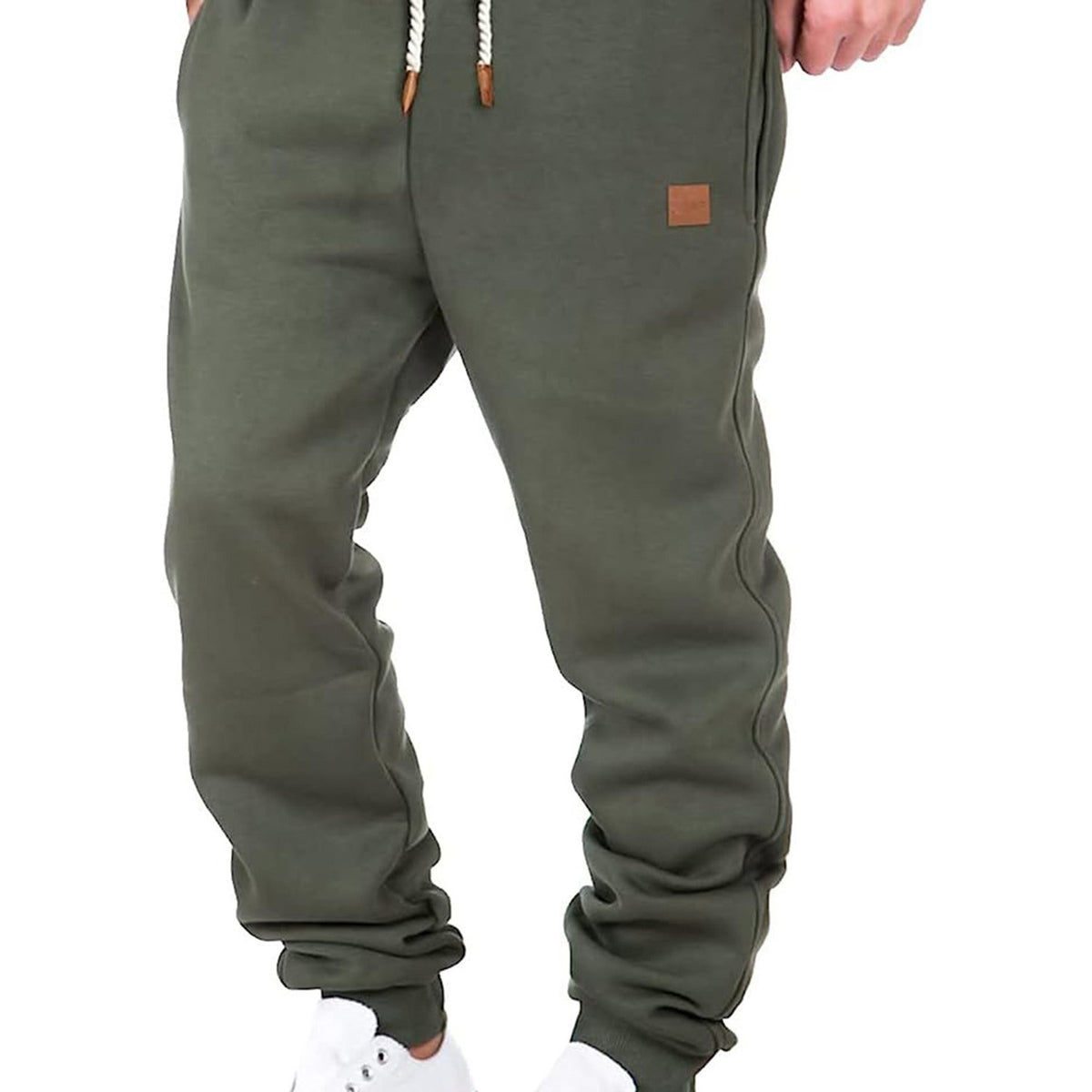 Men Athletic Pants, Elastic Waist Drawstring Trousers Fall Casual Pants with Pockets